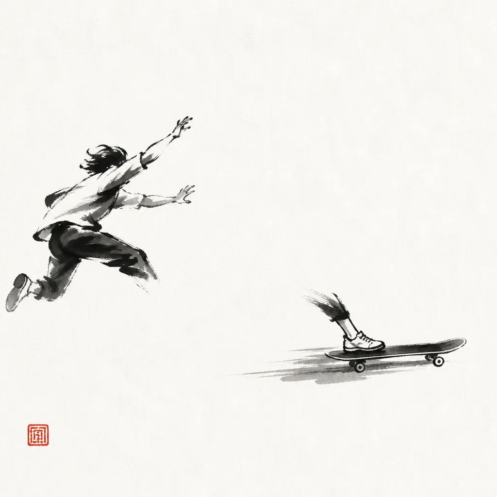 Stepping onto a runaway skateboard: the everyday analogy for Deashi Harai