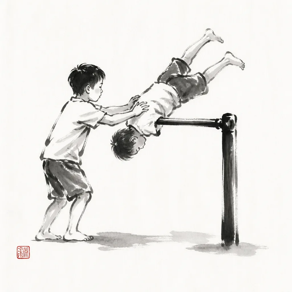 Flipping over the playground bar: the everyday analogy for Koshi Guruma