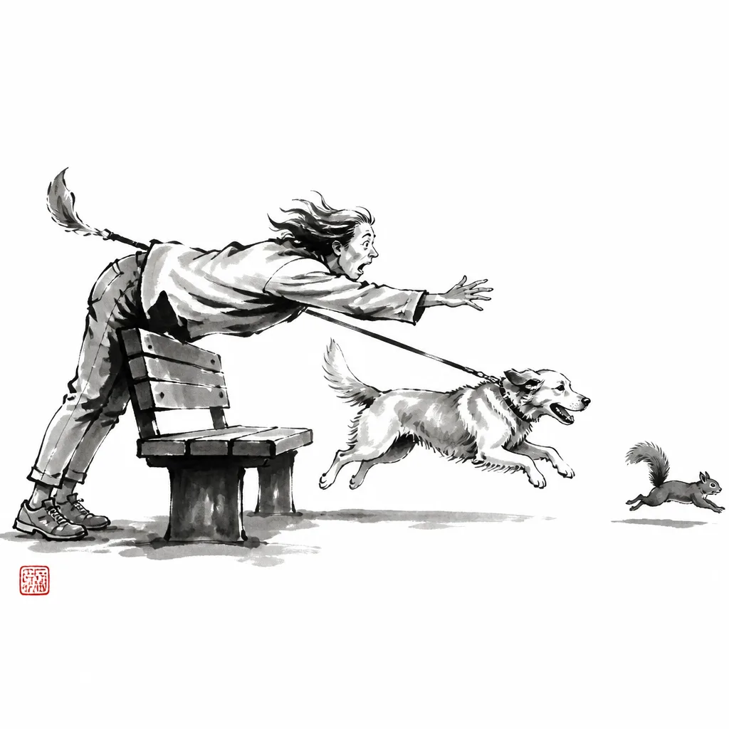 Dog bolts at the low bench: the everyday analogy for Tai Otoshi