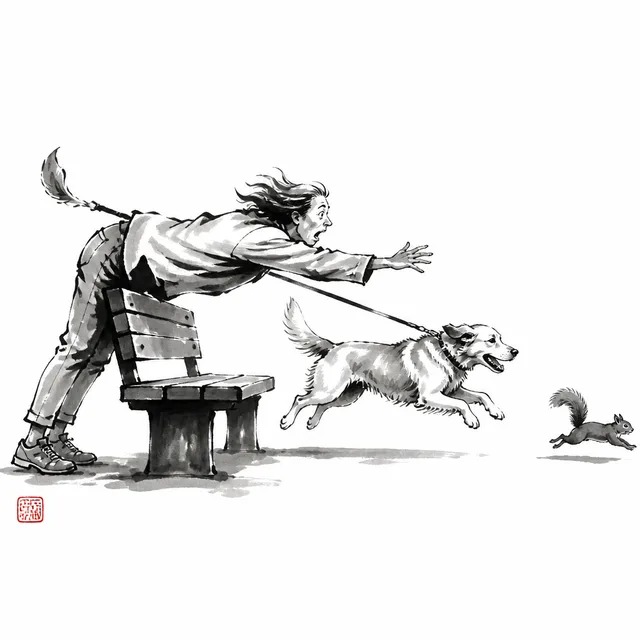 Dog bolts at the low bench: the everyday analogy for Tai Otoshi