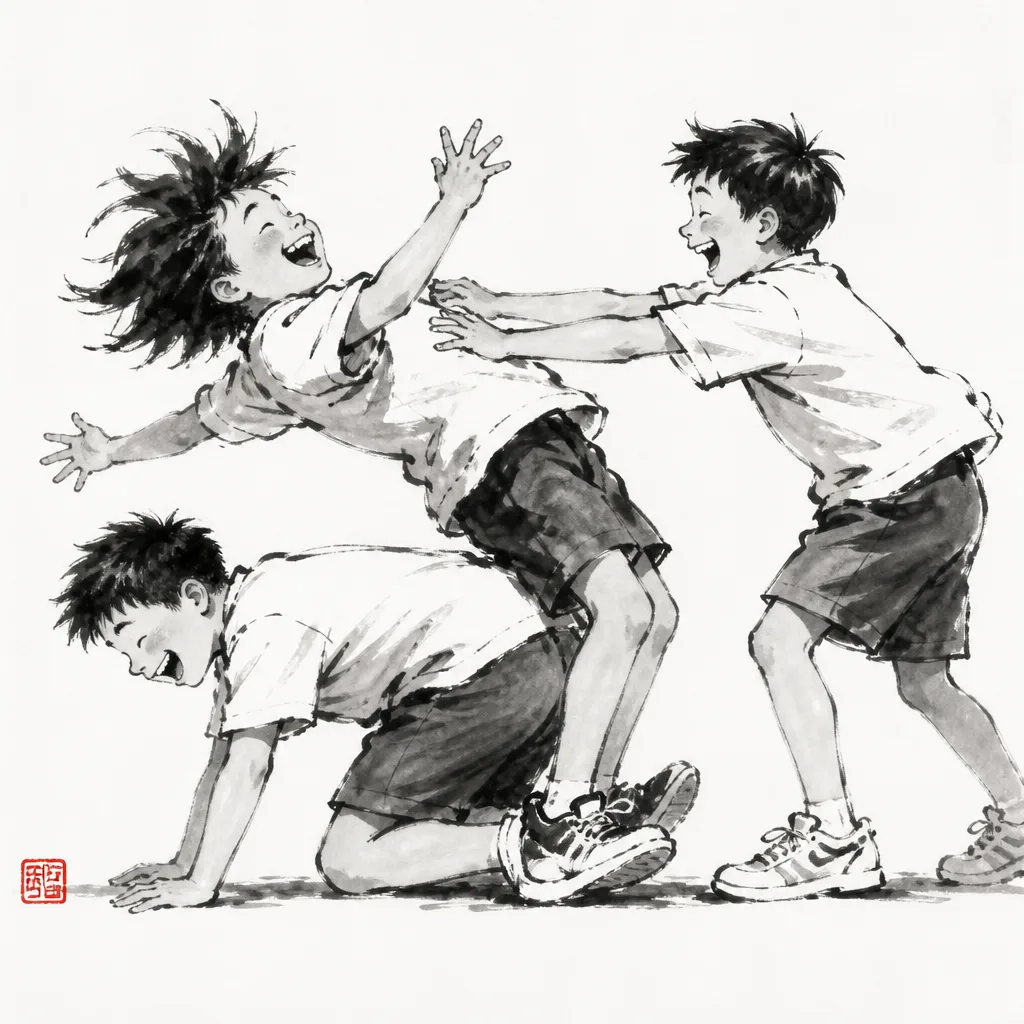 The crouching-friend playground prank: the everyday analogy for Tani Otoshi